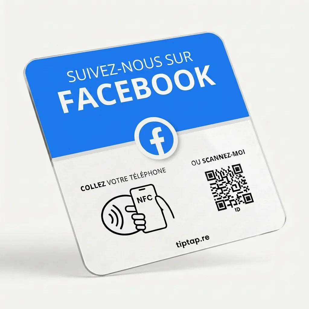 Plaque NFC Tiptap Facebook, face acrylique