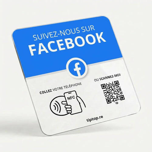 Plaque NFC Tiptap Facebook, face acrylique