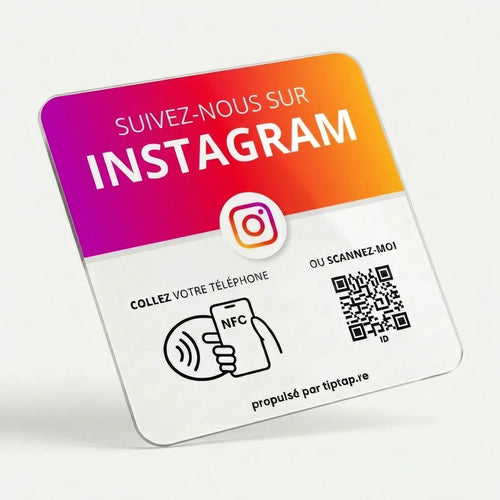 Plaque NFC Tiptap Instagram, face acrylique noire