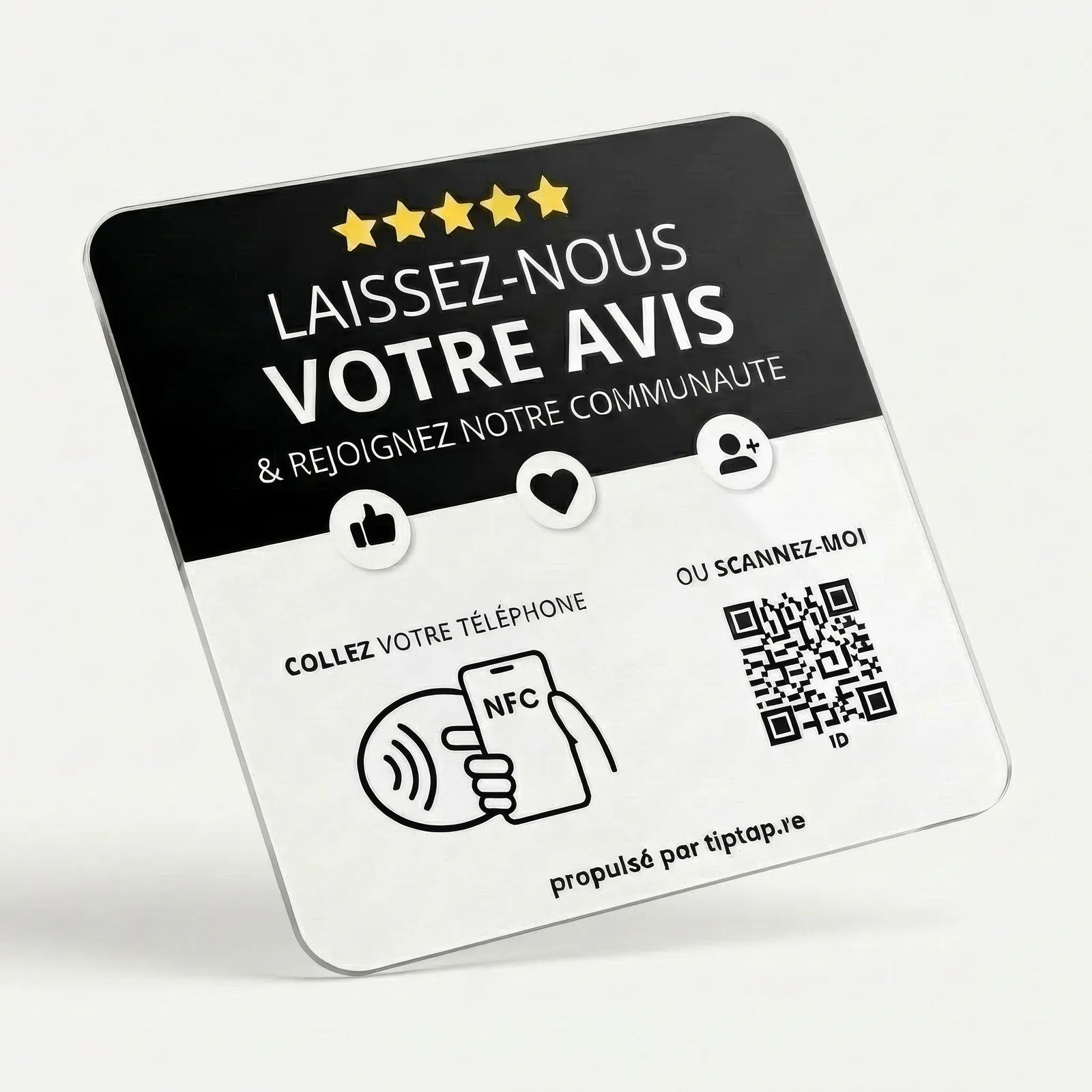 Plaque NFC tout-en-un Tiptap, face noire