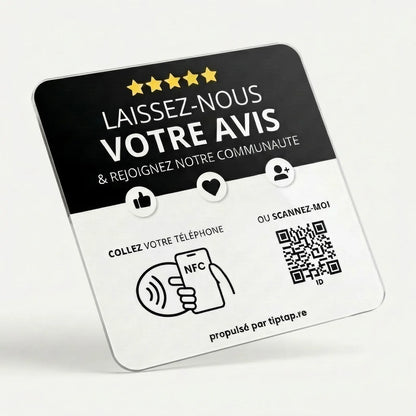 Plaque NFC tout-en-un Tiptap, face noire