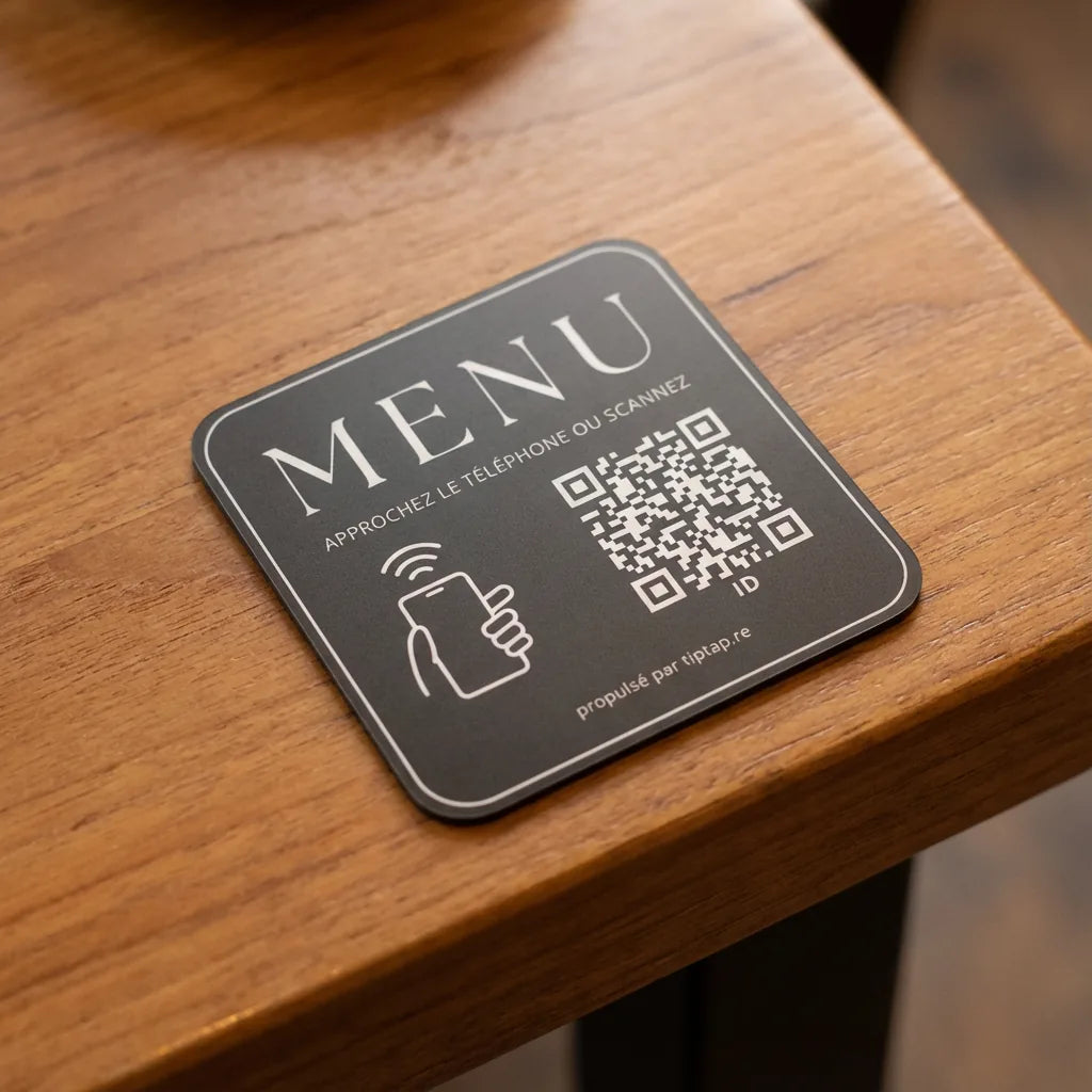 Plaque NFC menu restaurant Tiptap