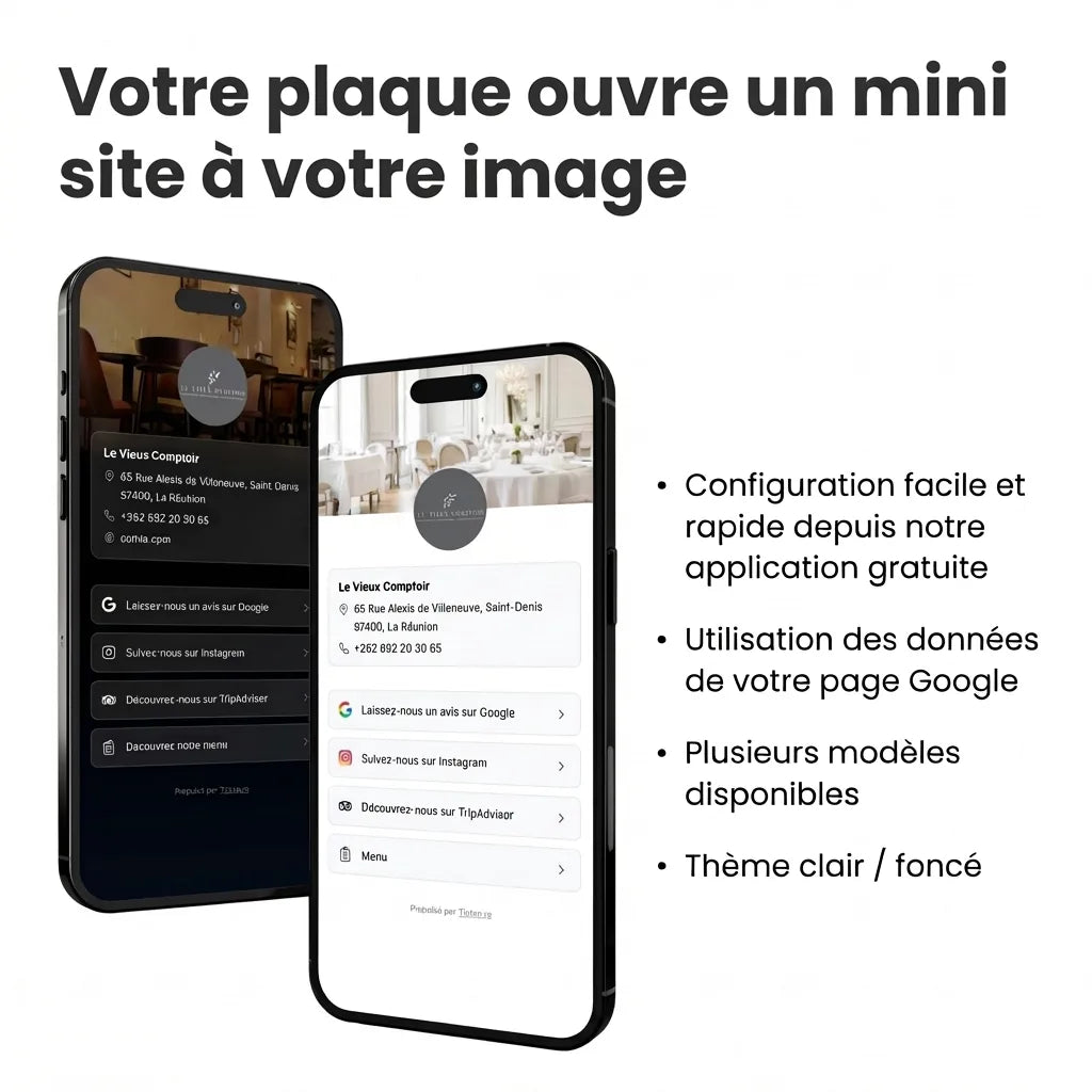 Aperçu du mini-site Tiptap accessible par la plaque NFC