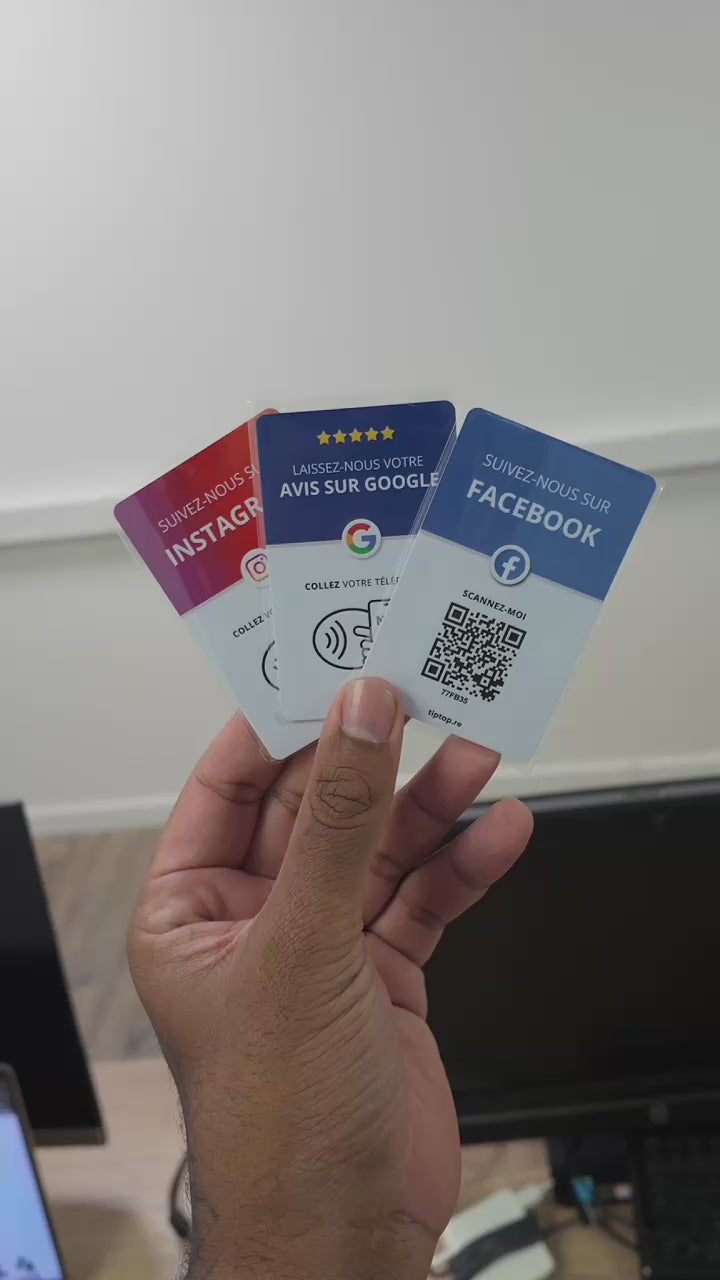 Cartes TIPTAP Google Facebook Instagram