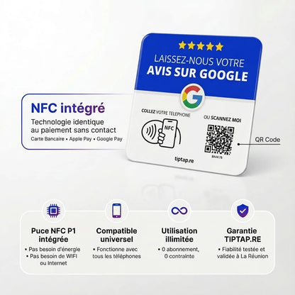 Caractéristiques techniques de la plaque NFC Tiptap