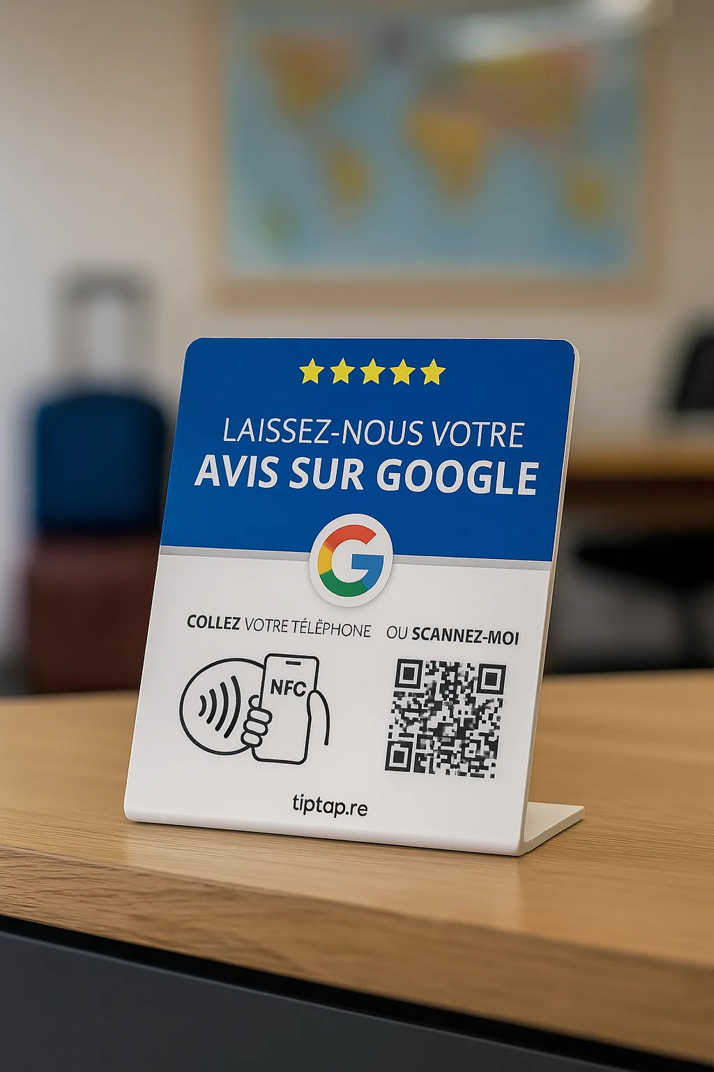 Stand NFC avis Google Tiptap, détail
